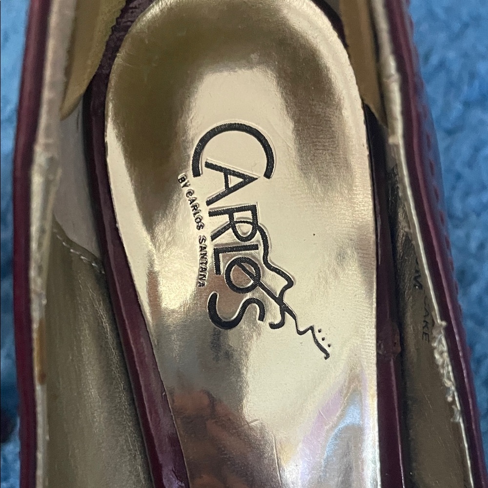 Women's Burgundy Peep-Toe Heels - Picture 2 of 4